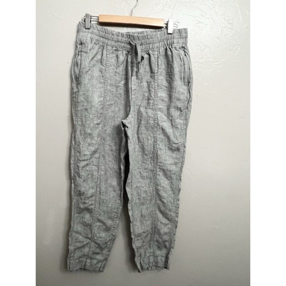 Athleta Retreat Linen Ankle Pants Women’s Medium Gray High Rise 851027 New - Picture 3 of 11